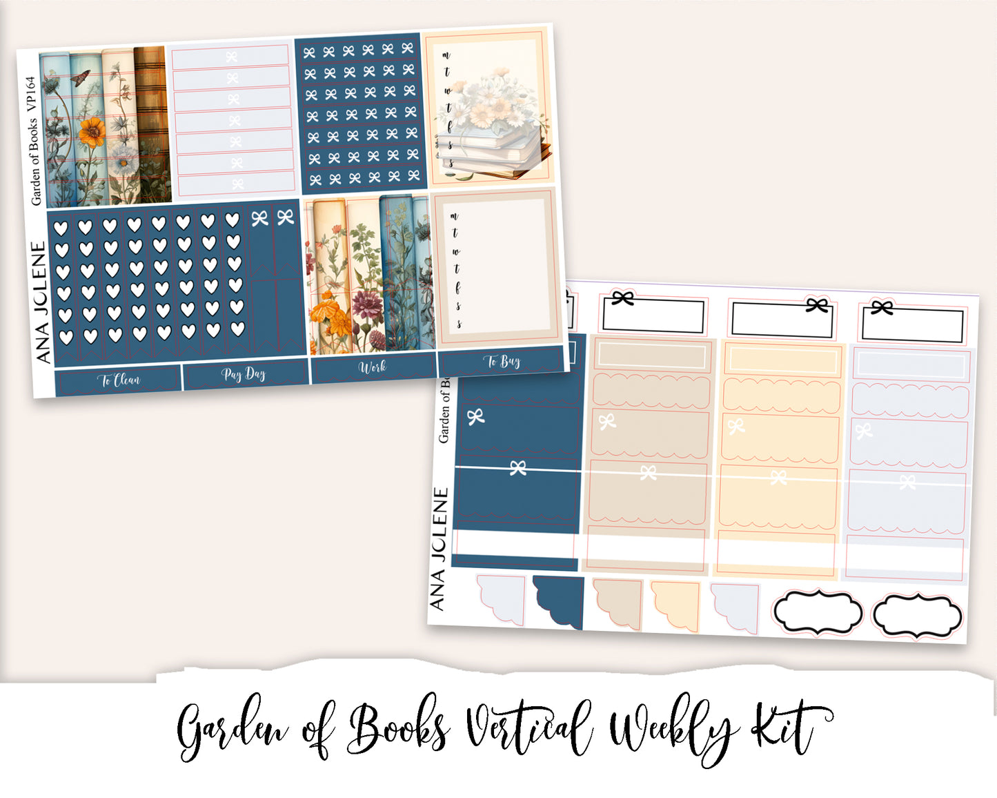 GARDEN OF BOOKS Planner Sticker Kit (Vertical Weekly)