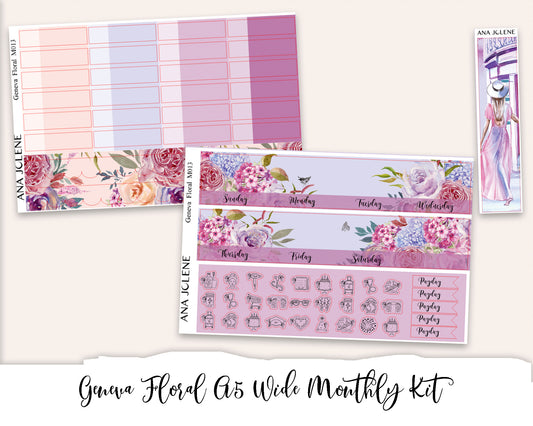 GENEVA  FLORAL Monthly Planner Sticker Kit (A5 Wide)