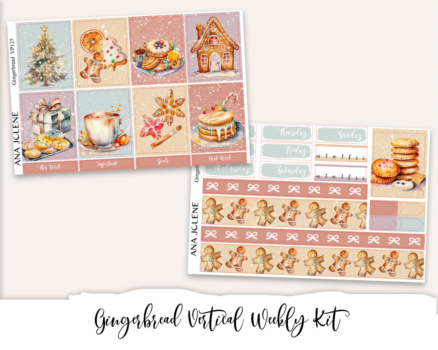 GINGERBREAD Planner Sticker Kit (Vertical Weekly)