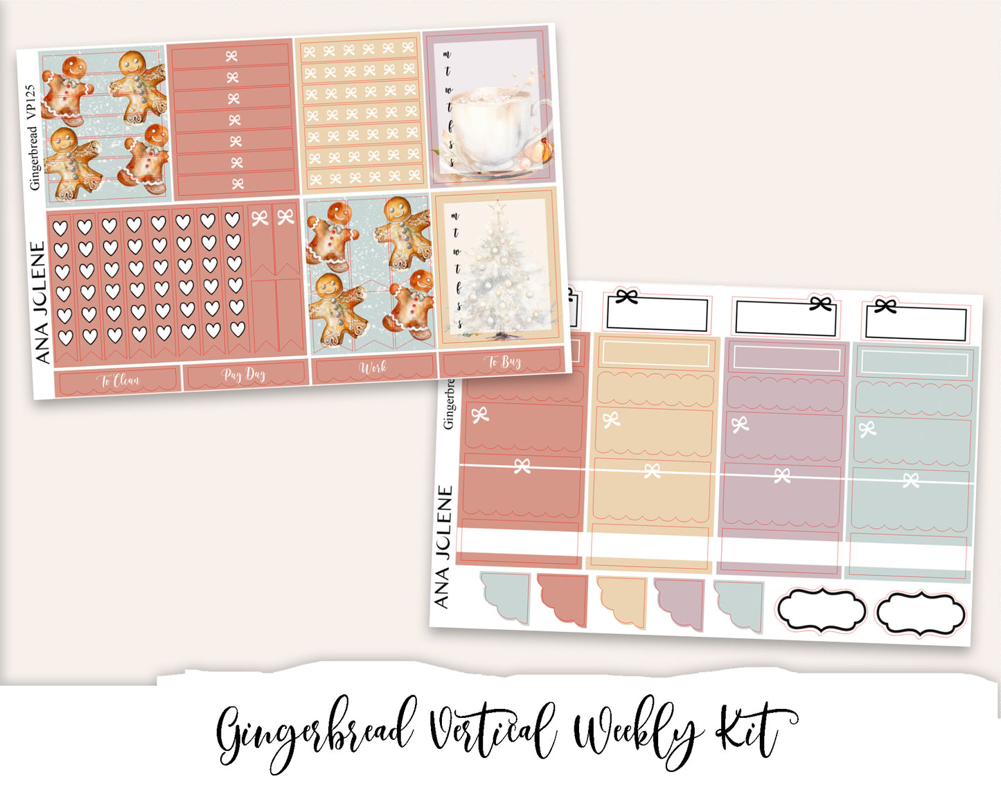 GINGERBREAD Planner Sticker Kit (Vertical Weekly)