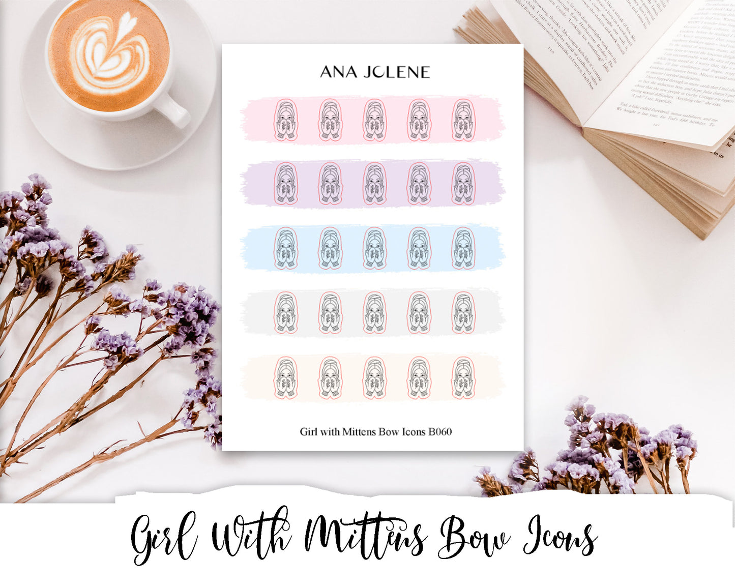 Girl With Mittens Bow Icon Stickers