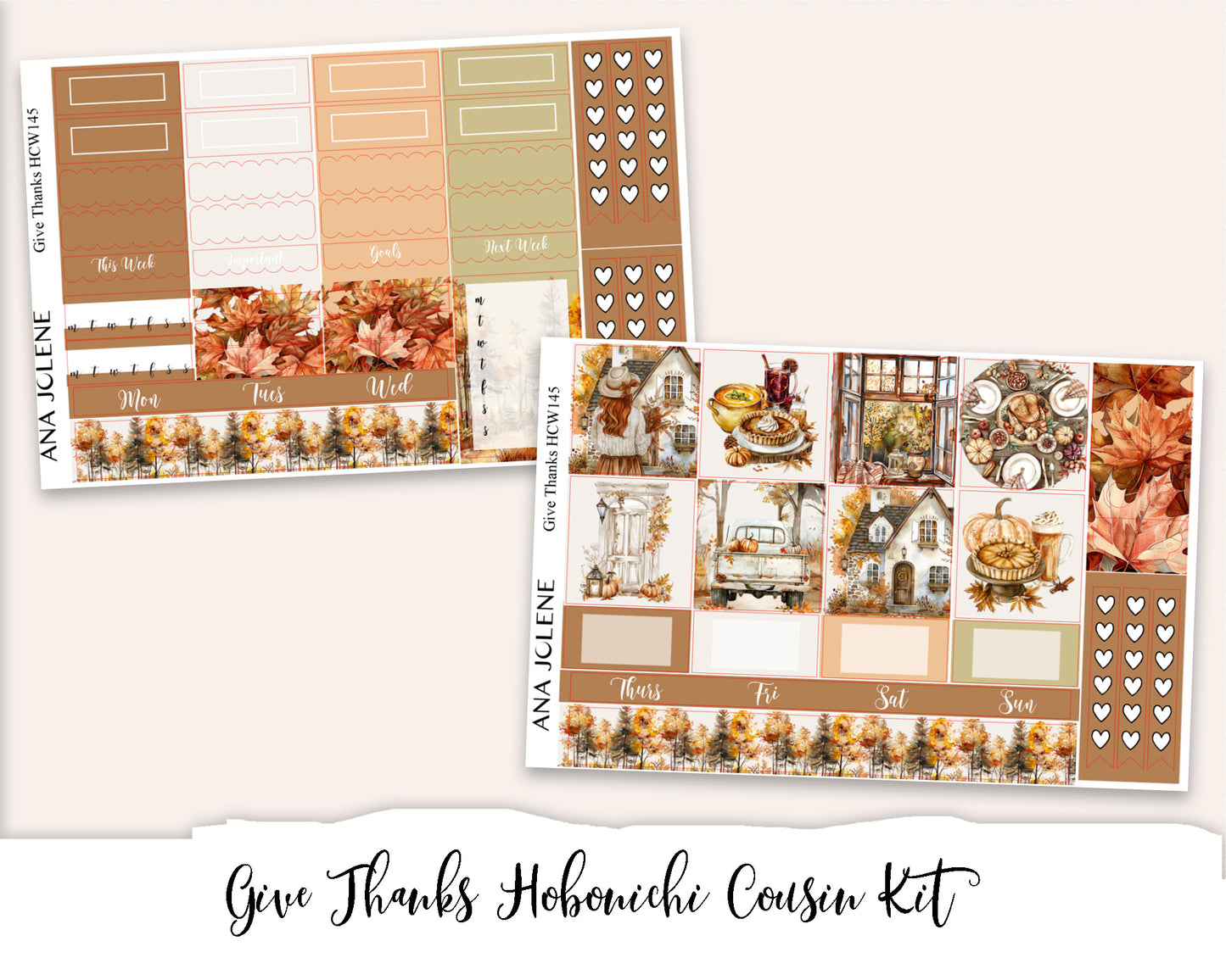 GIVE THANKS Hobonichi Cousin Weekly Planner Sticker Kit