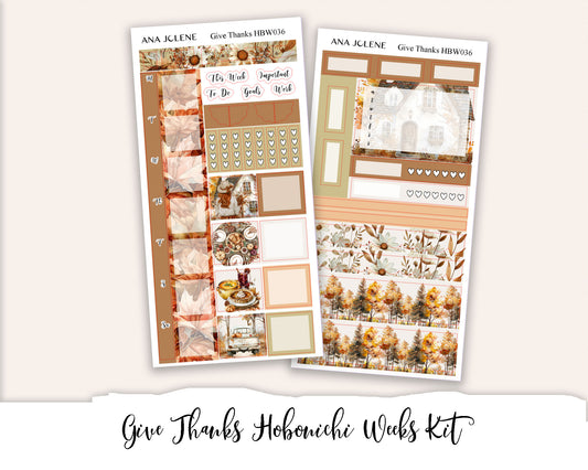 GIVE THANKS  Hobonichi Weeks Planner Sticker Kit