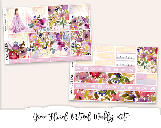 GRACE FLORAL Planner Sticker Kit (Vertical Weekly)