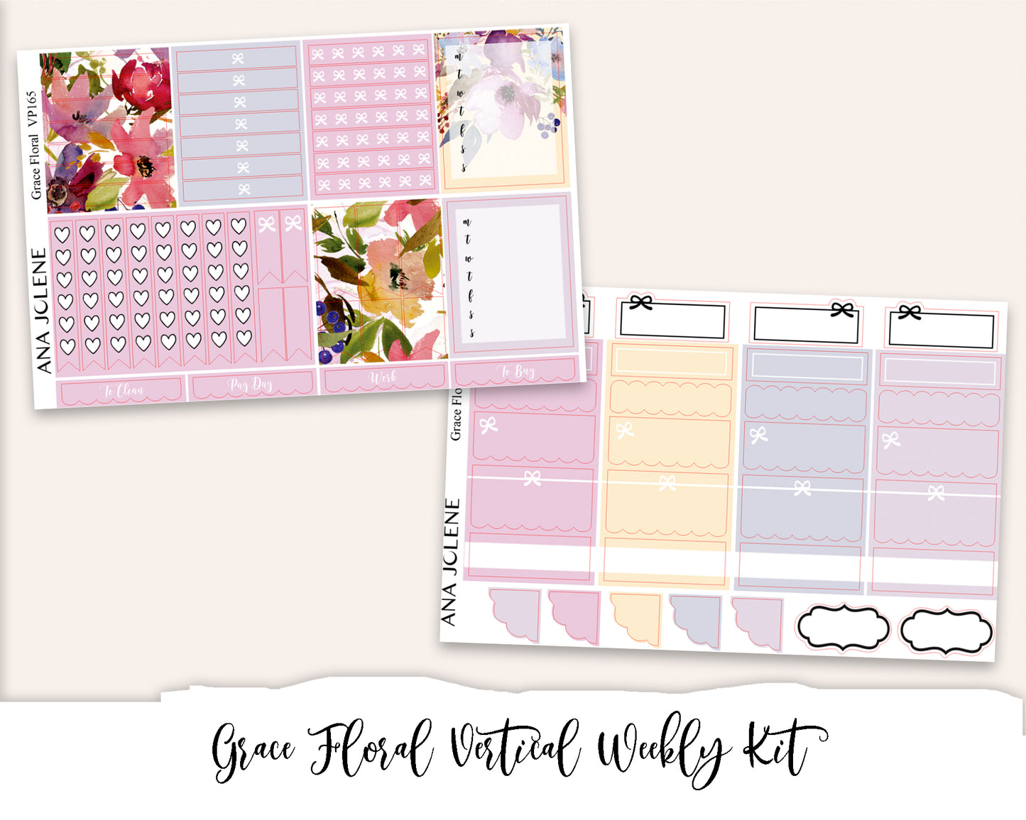 GRACE FLORAL Planner Sticker Kit (Vertical Weekly)