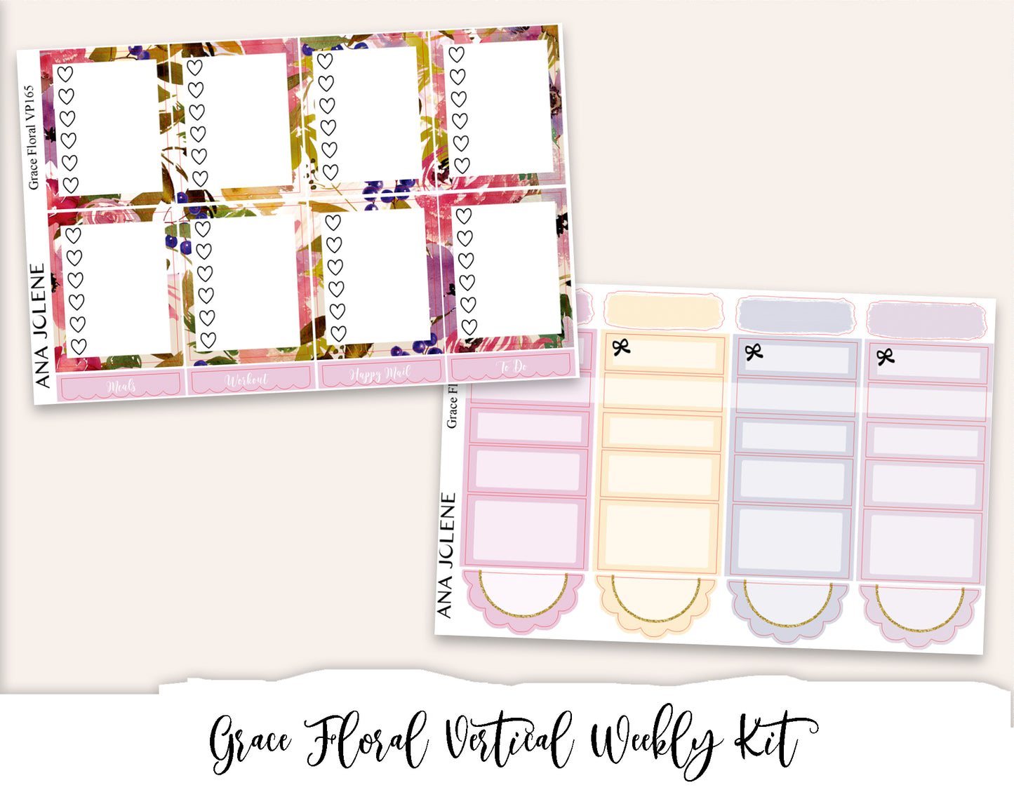GRACE FLORAL Planner Sticker Kit (Vertical Weekly)