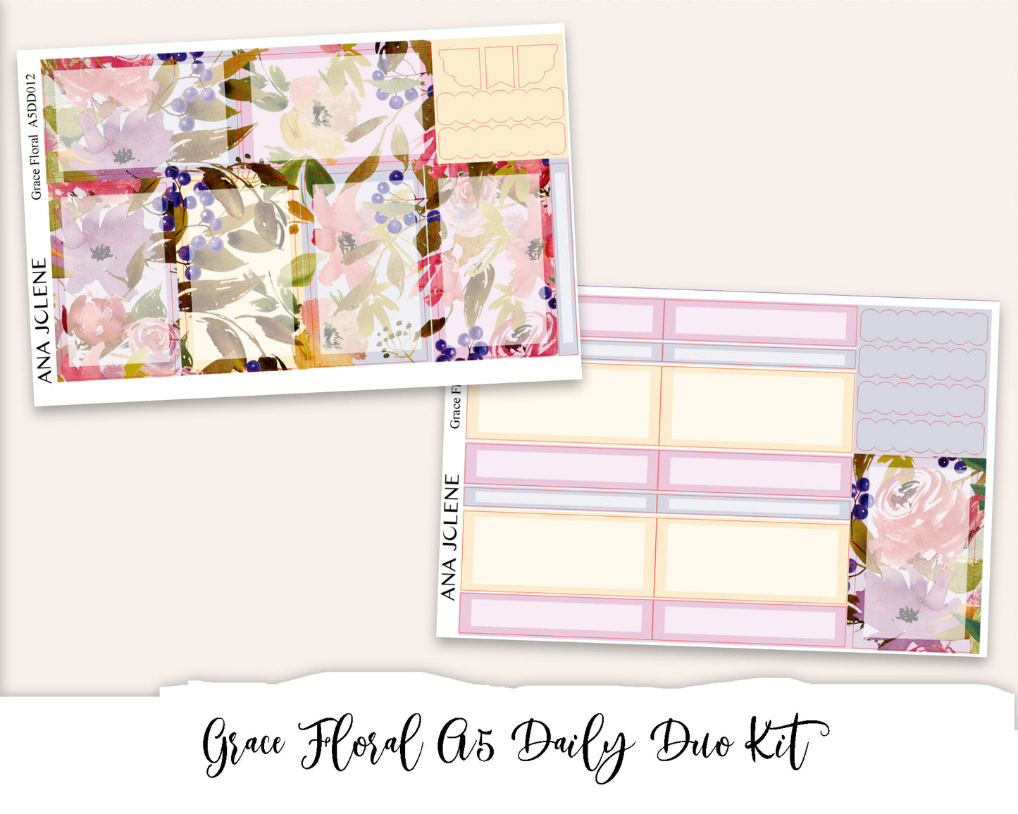 GRACE FLORAL EC A5 Daily Duo Planner Sticker Kit (Erin Condren)
