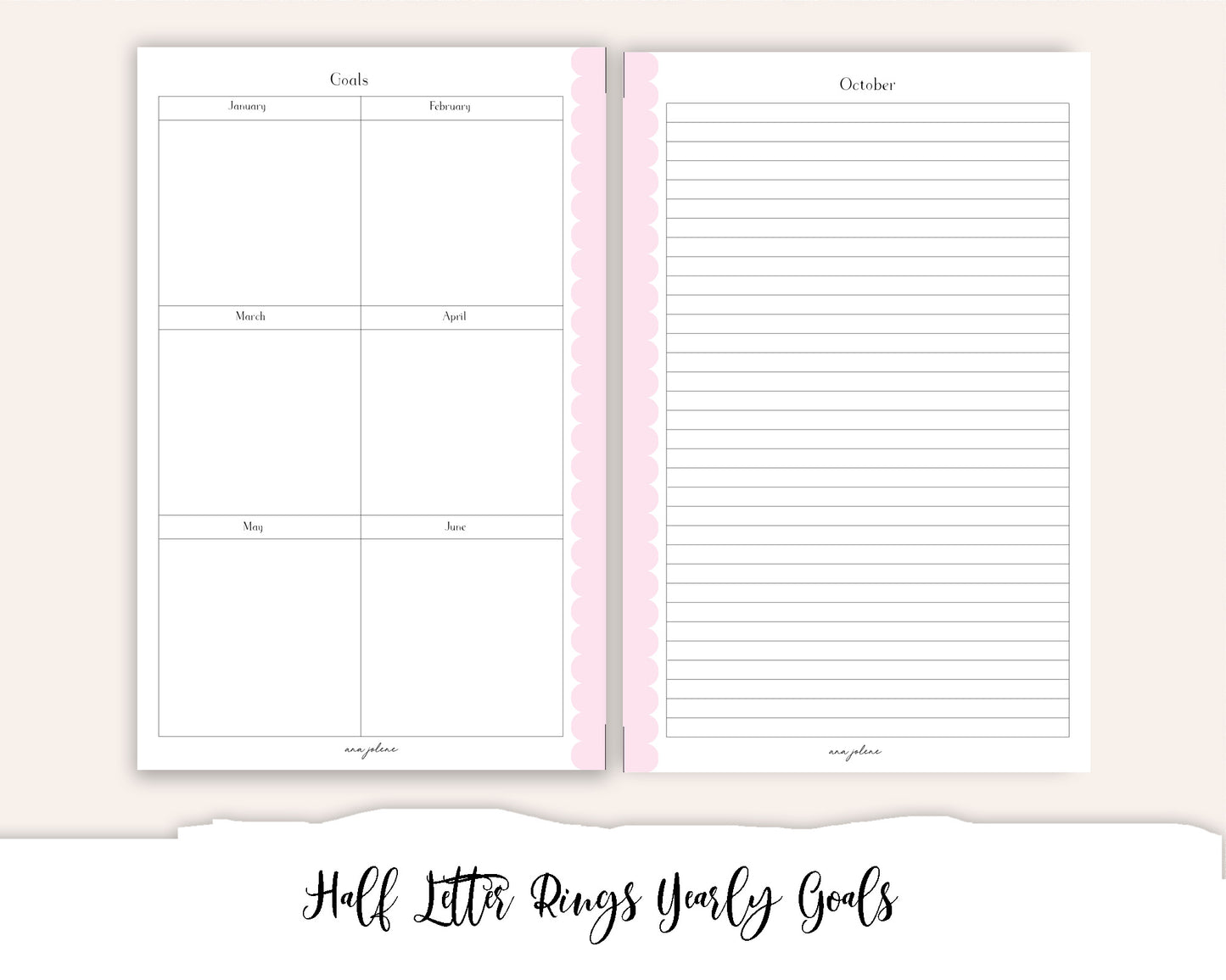 Half Letter Rings Yearly Goals Printable