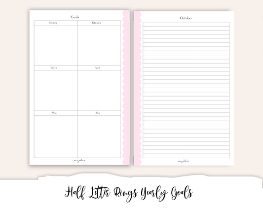 Half Letter Rings Yearly Goals Printable