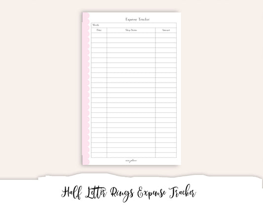 Half Letter Rings Expense Tracker Printable