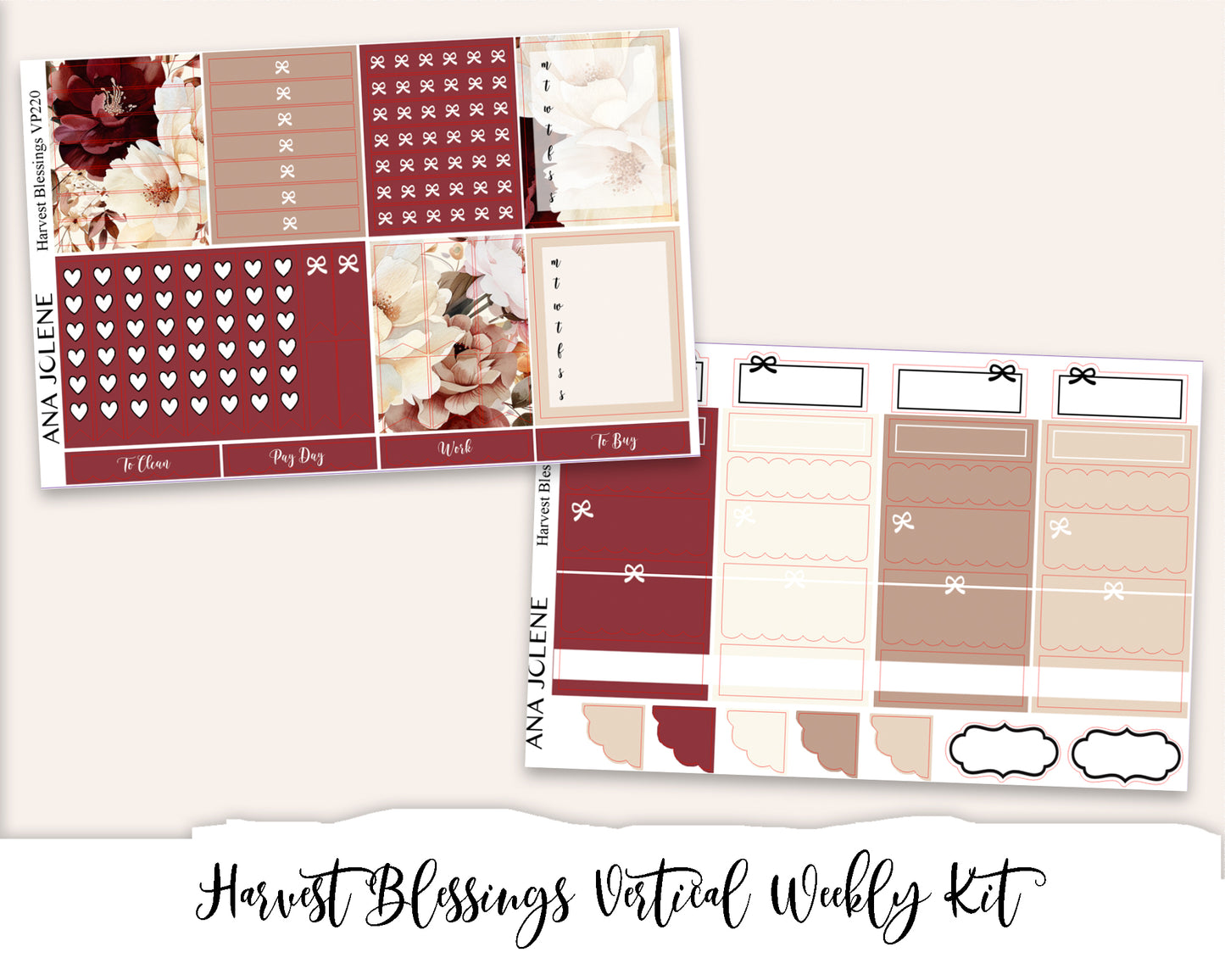 HARVEST BLESSINGS Planner Sticker Kit (Vertical Weekly)