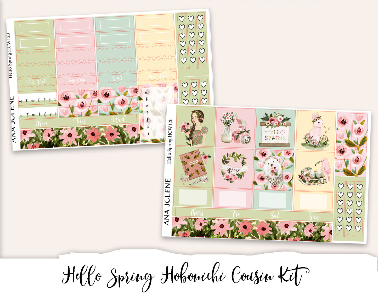 HELLO SPRING Hobonichi Cousin Weekly Planner Sticker Kit