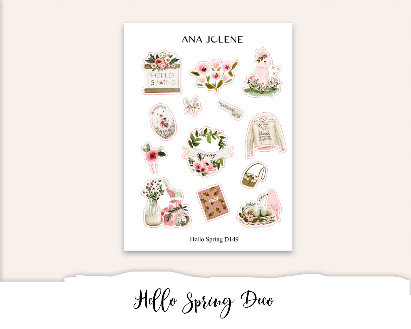 HELLO SPRING Planner Sticker Kit (Vertical Weekly)