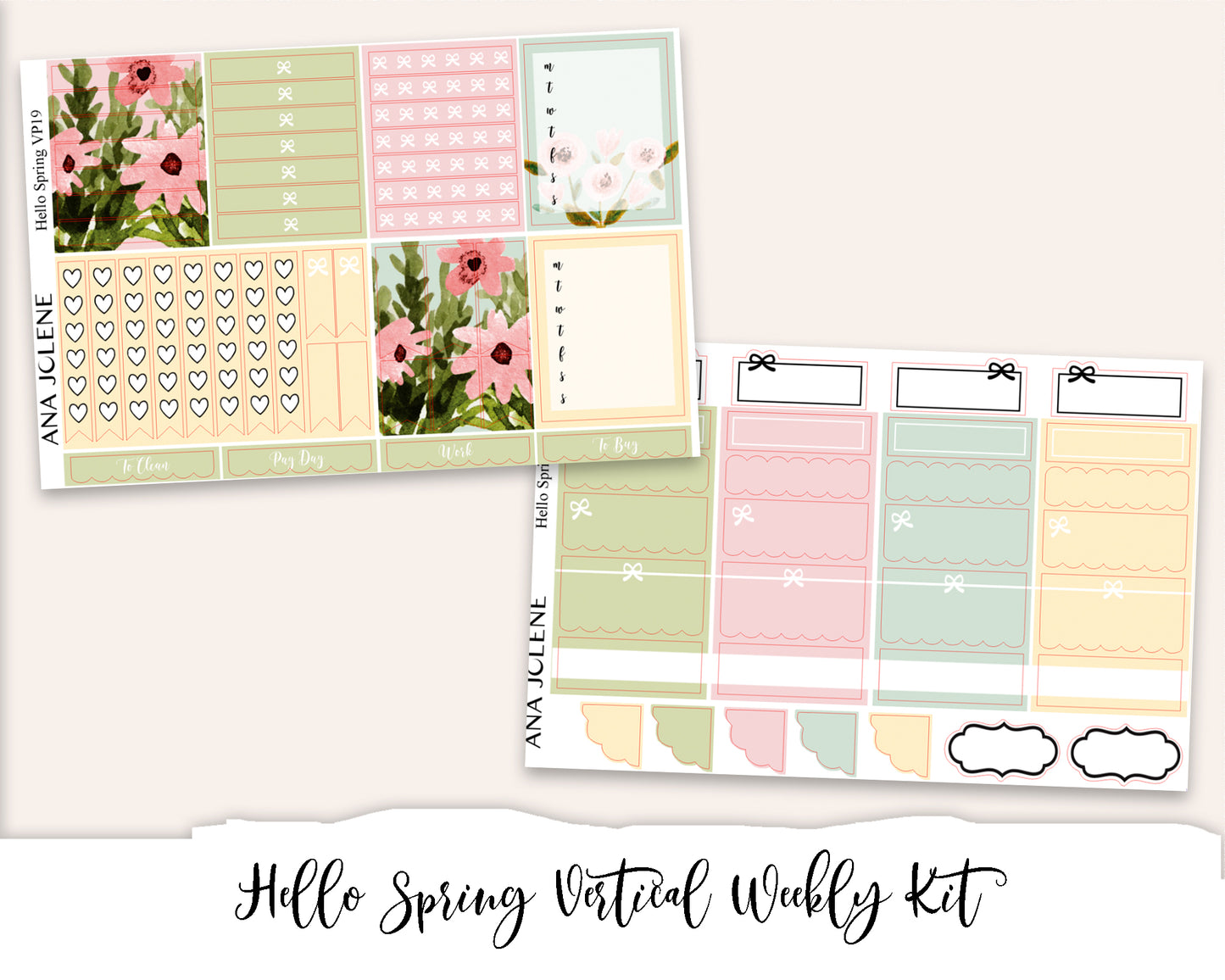 HELLO SPRING Planner Sticker Kit (Vertical Weekly)