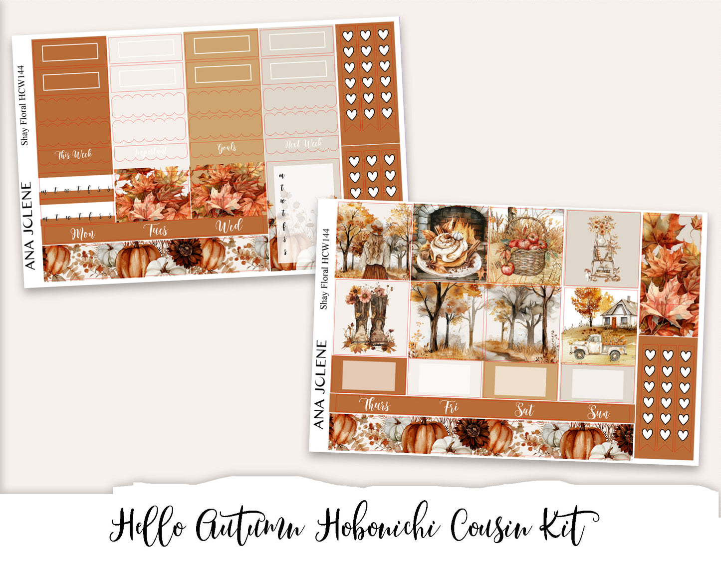 HELLO AUTUMN Hobonichi Cousin Weekly Planner Sticker Kit