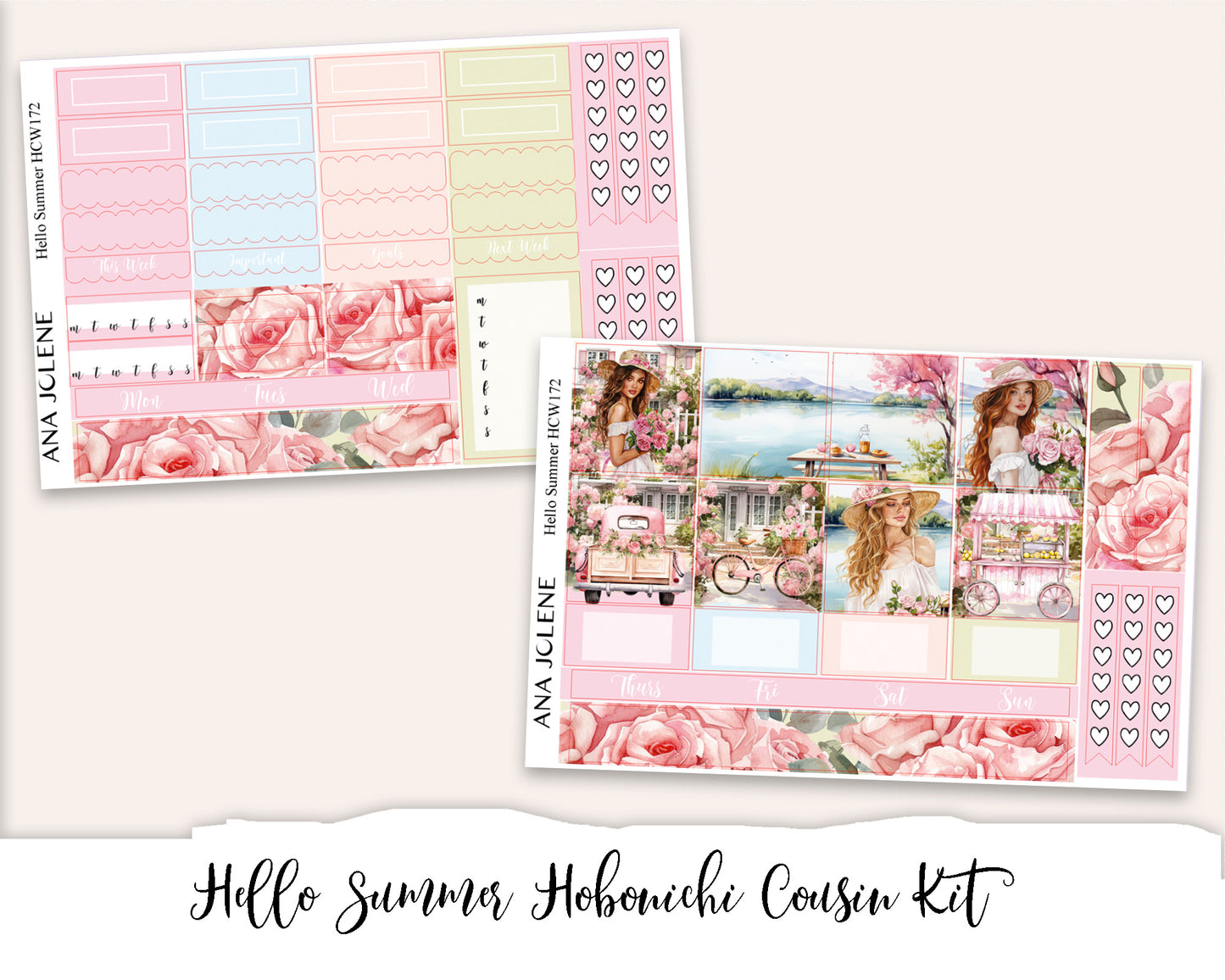 HELLO SUMMER Hobonichi Cousin Weekly Planner Sticker Kit