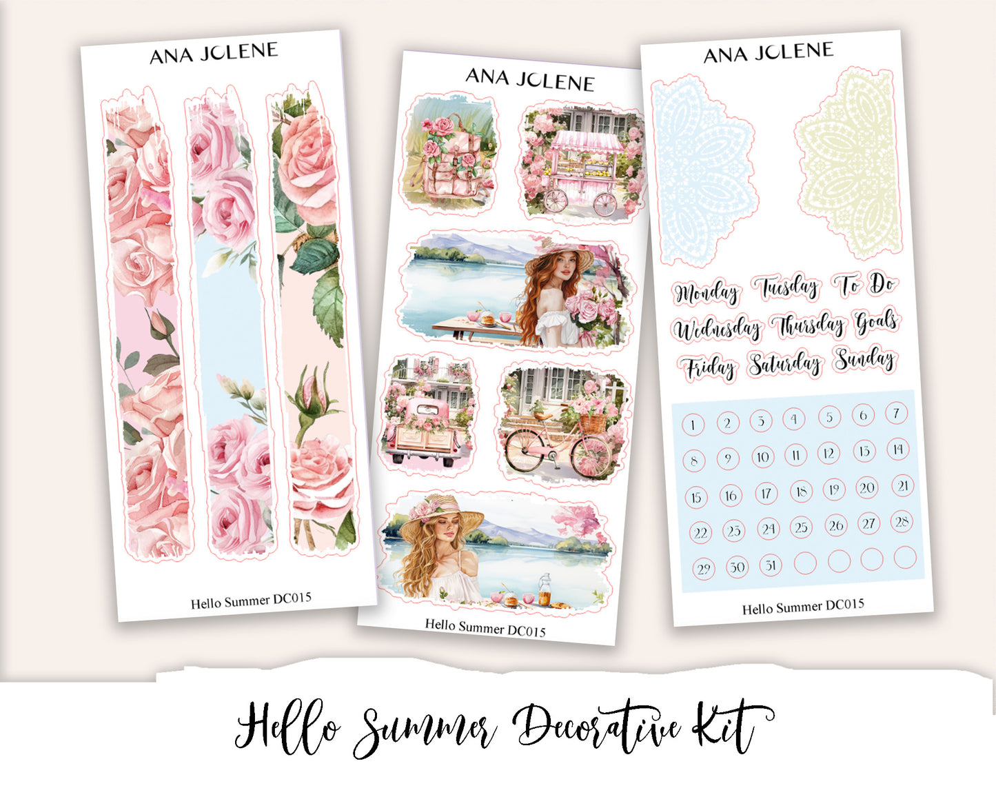 HELLO SUMMER Decorative Planner Sticker Kit