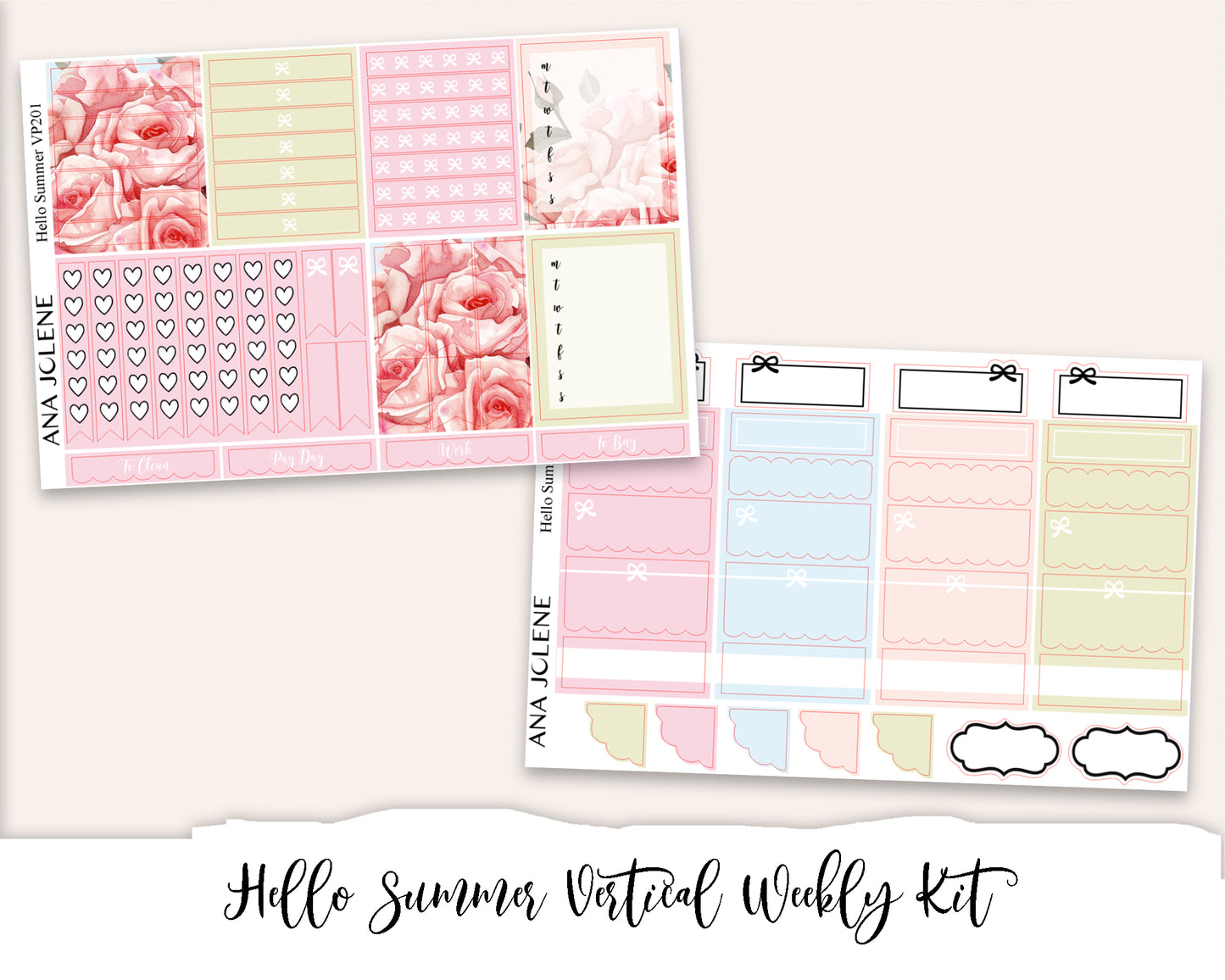 HELLO SUMMER Planner Sticker Kit (Vertical Weekly)