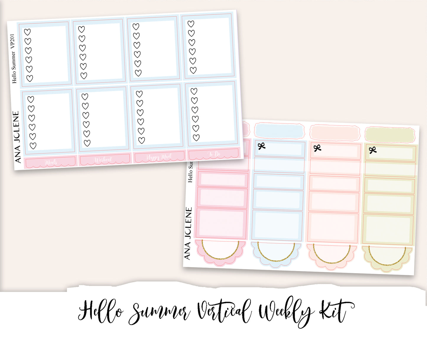 HELLO SUMMER Planner Sticker Kit (Vertical Weekly)