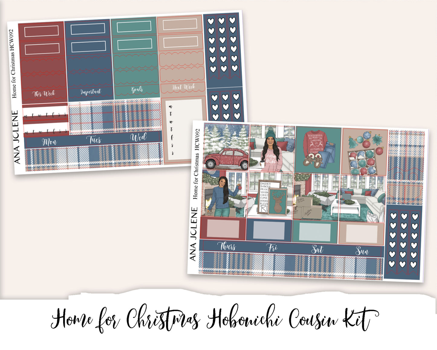 HOME FOR CHRISTMAS Hobonichi Cousin Weekly Planner Sticker Kit