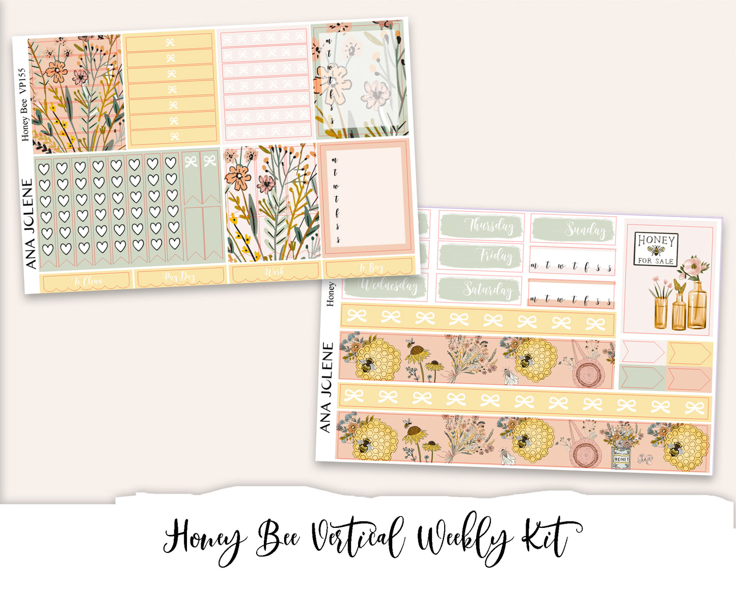 HONEY BEE Planner Sticker Kit (Vertical Weekly)