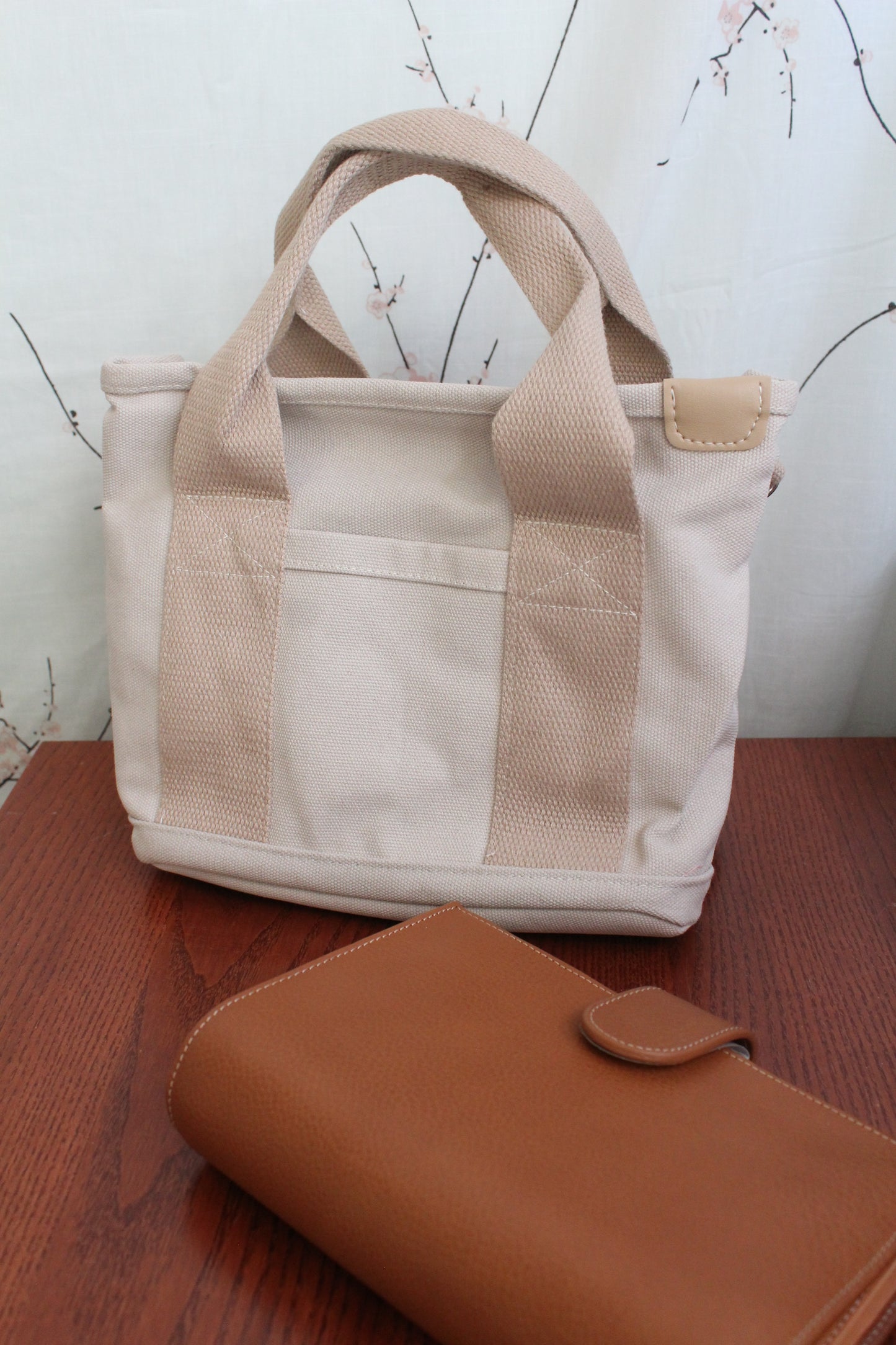Beige Canvas Journaling/Planner Tote Bag