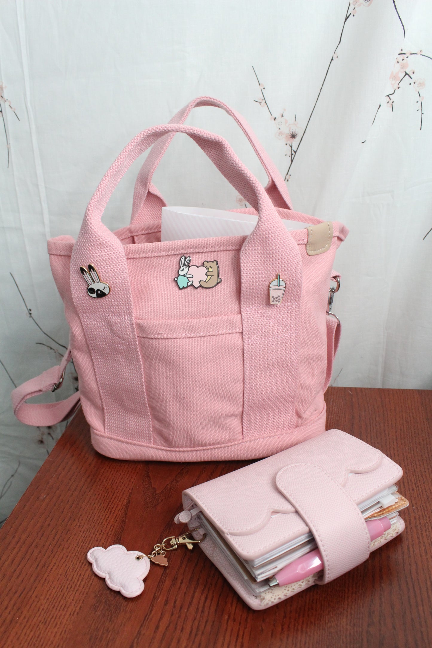 Pink Canvas Journaling/Planner Tote Bag