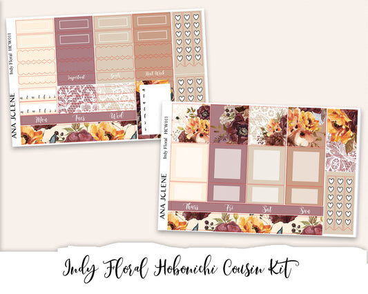INDY FLORAL Hobonichi Cousin Weekly Planner Sticker Kit