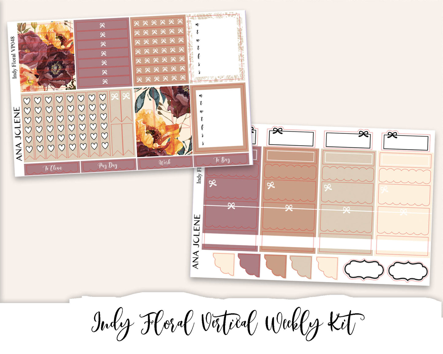 INDY FLORAL Planner Sticker Kit (Vertical Weekly)