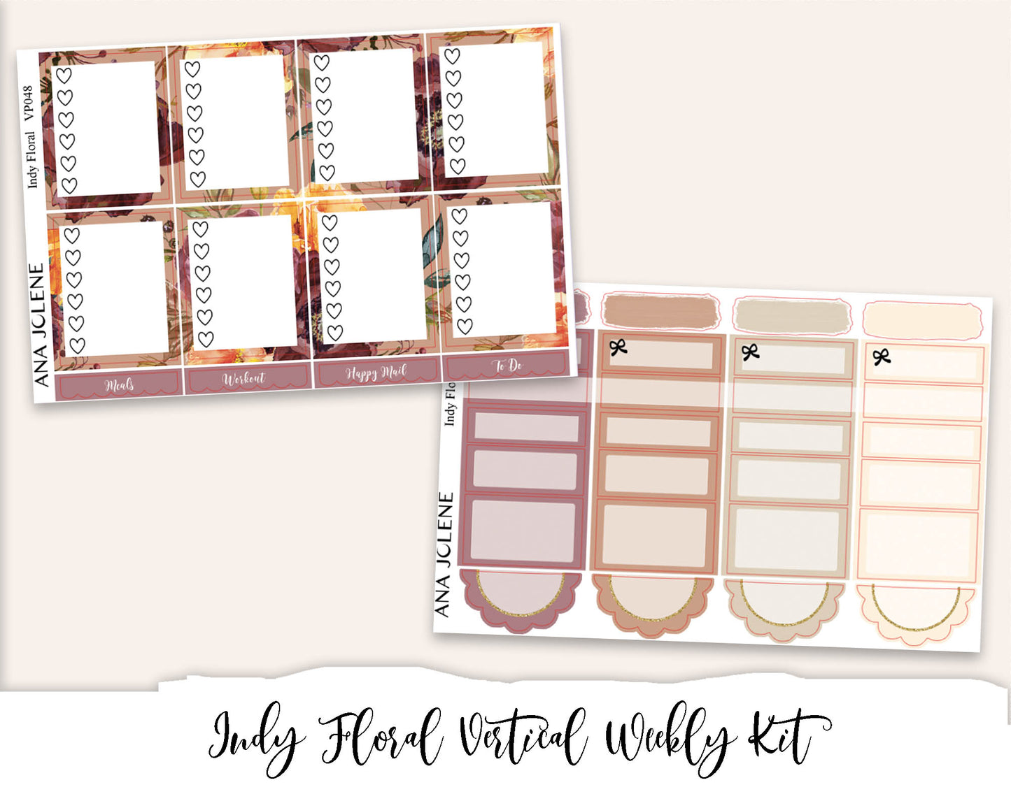 INDY FLORAL Planner Sticker Kit (Vertical Weekly)