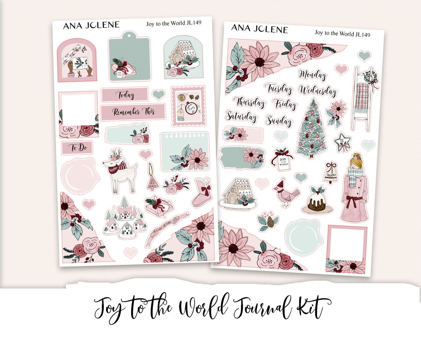 JOY TO THE WORLD Mini Journal Sticker Kit