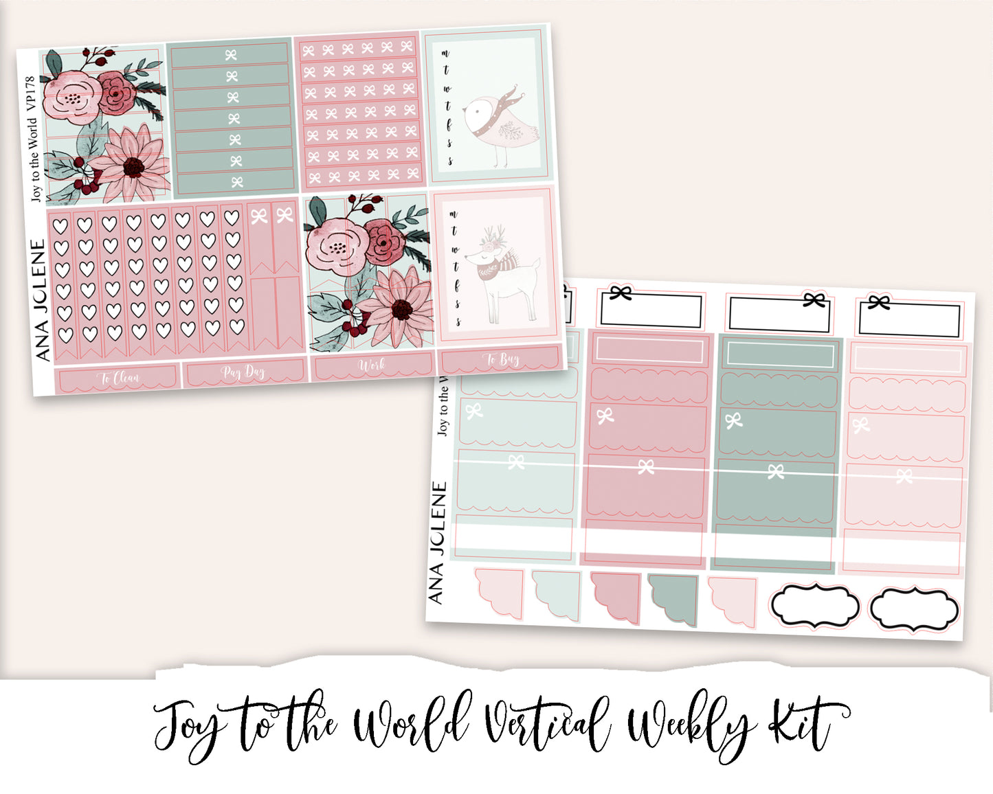 JOY TO THE WORLD Planner Sticker Kit (Vertical Weekly)