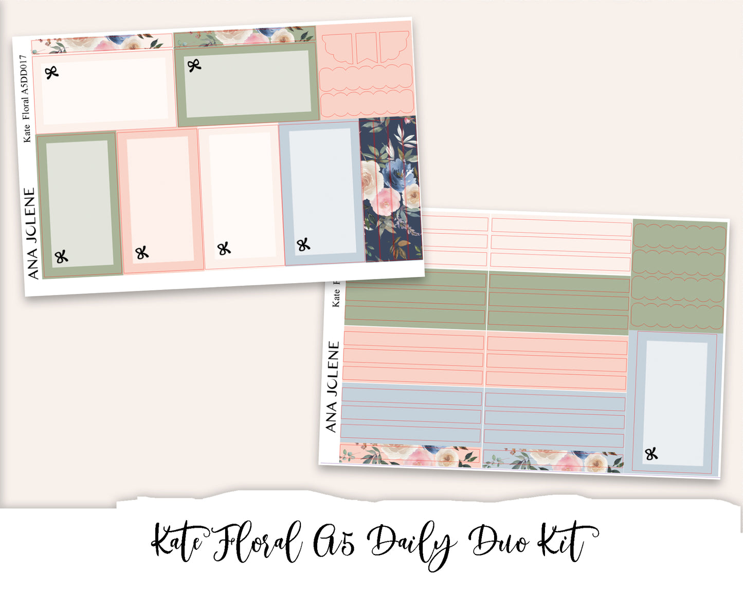 KATE FLORAL EC A5 Daily Duo Planner Sticker Kit (Erin Condren)