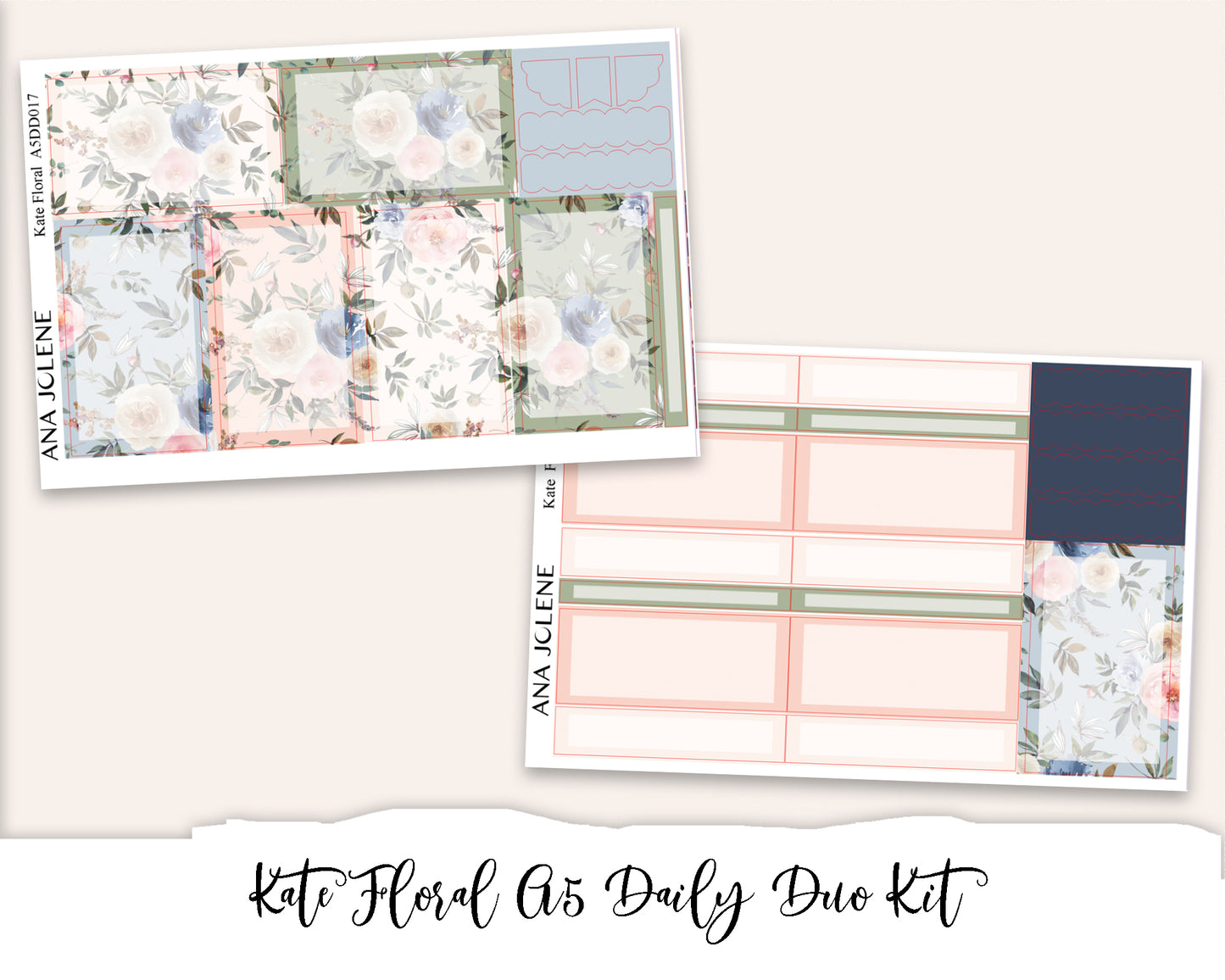KATE FLORAL EC A5 Daily Duo Planner Sticker Kit (Erin Condren)