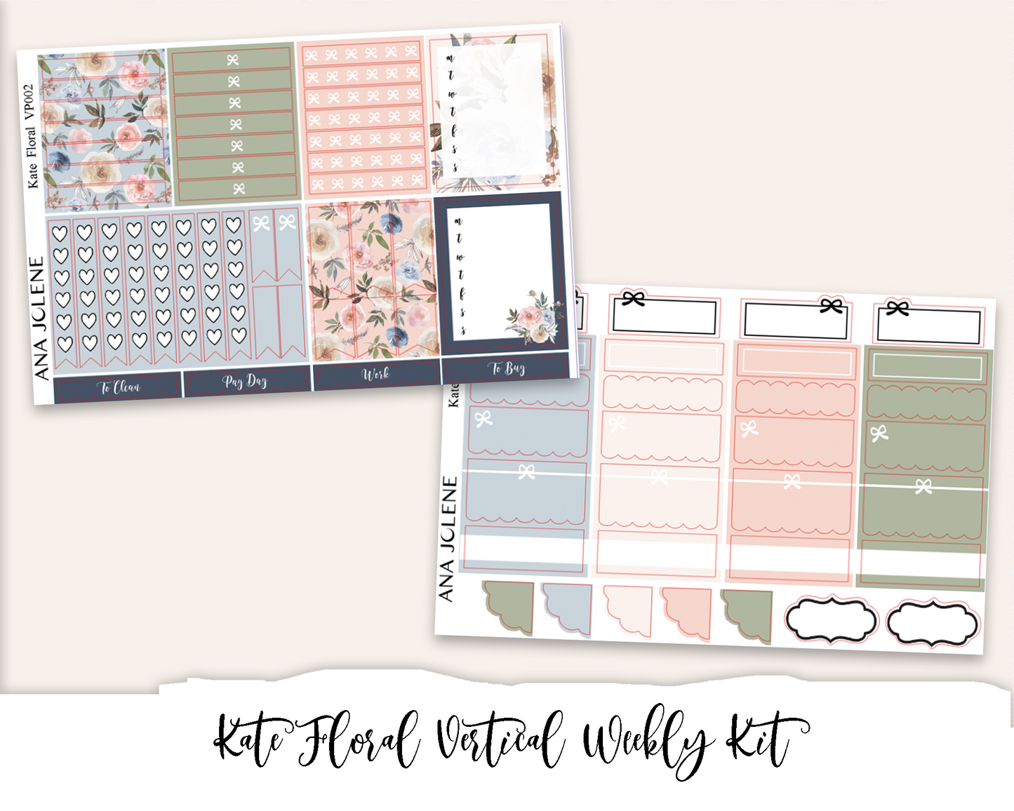 KATE FLORAL Planner Sticker Kit (Vertical Weekly)