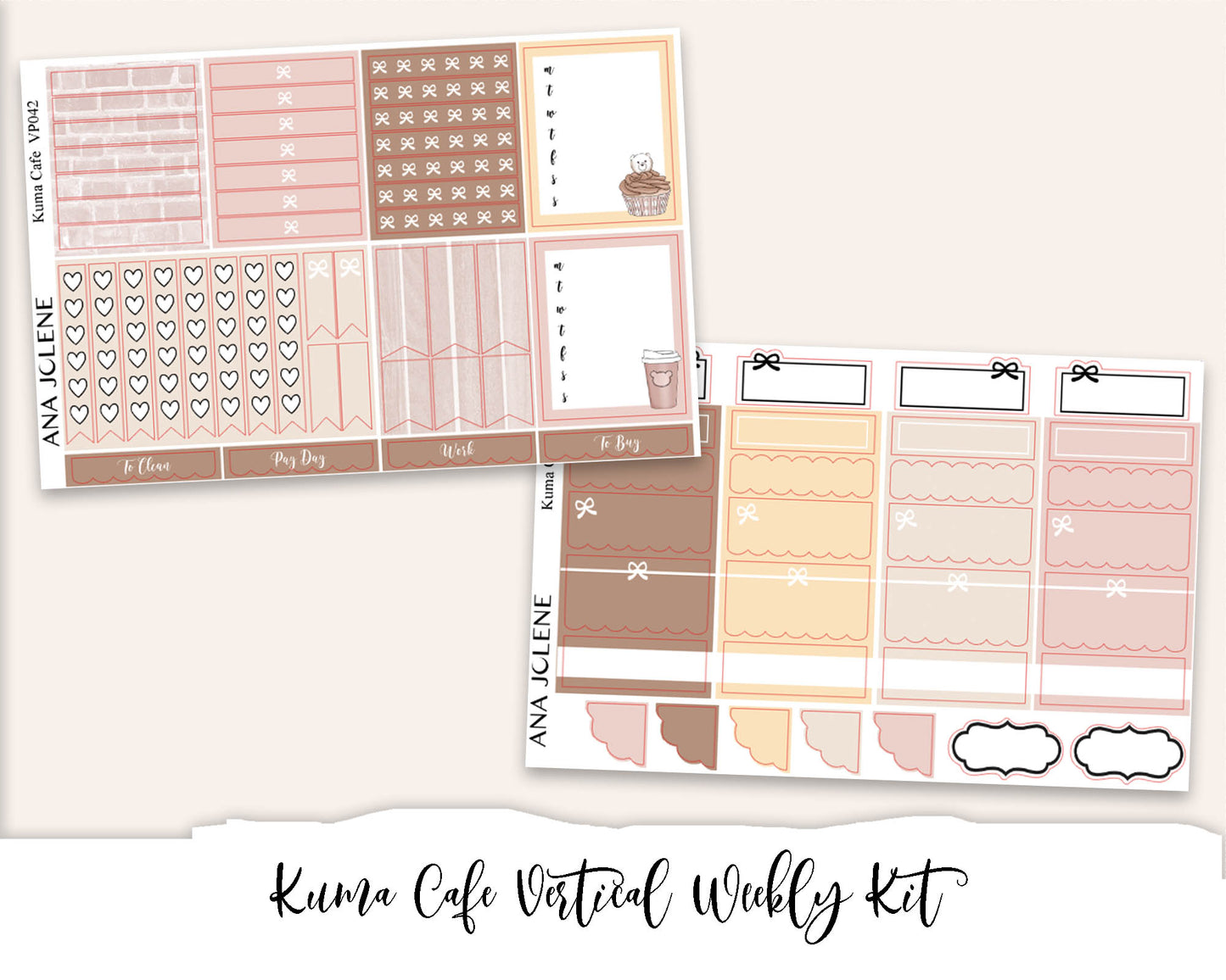KUMA CAFE Planner Sticker Kit (Vertical Weekly)