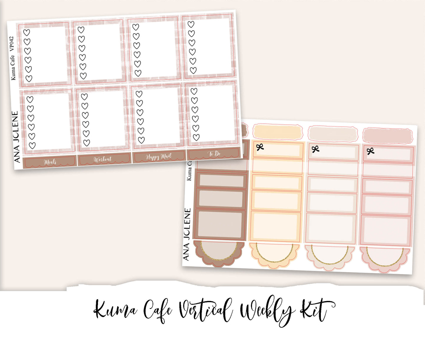 KUMA CAFE Planner Sticker Kit (Vertical Weekly)