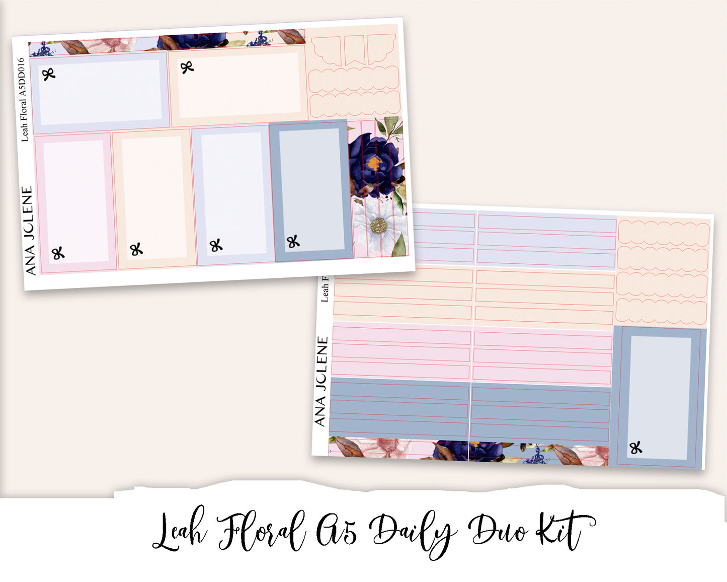 LEAH FLORAL EC A5 Daily Duo Planner Sticker Kit (Erin Condren)