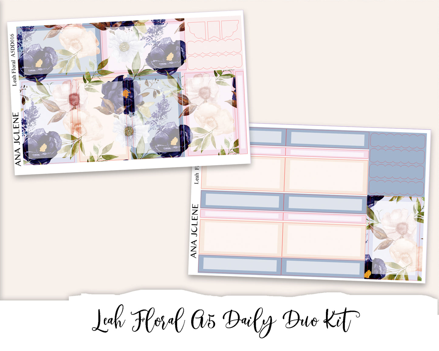 LEAH FLORAL EC A5 Daily Duo Planner Sticker Kit (Erin Condren)