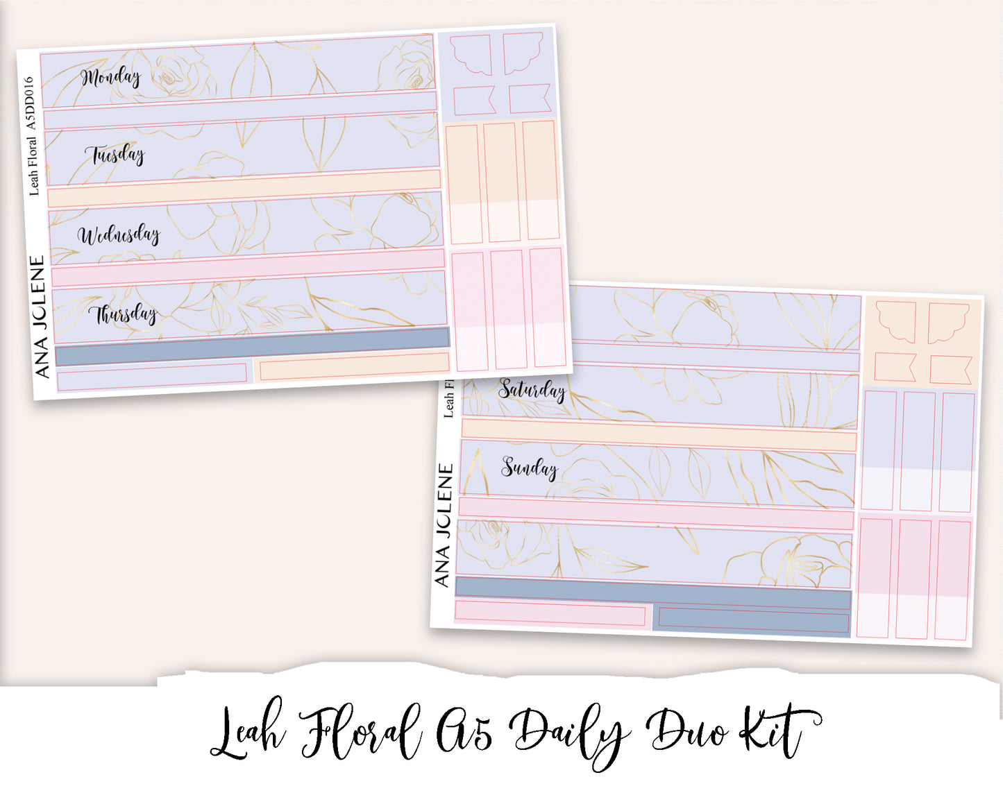 LEAH FLORAL EC A5 Daily Duo Planner Sticker Kit (Erin Condren)
