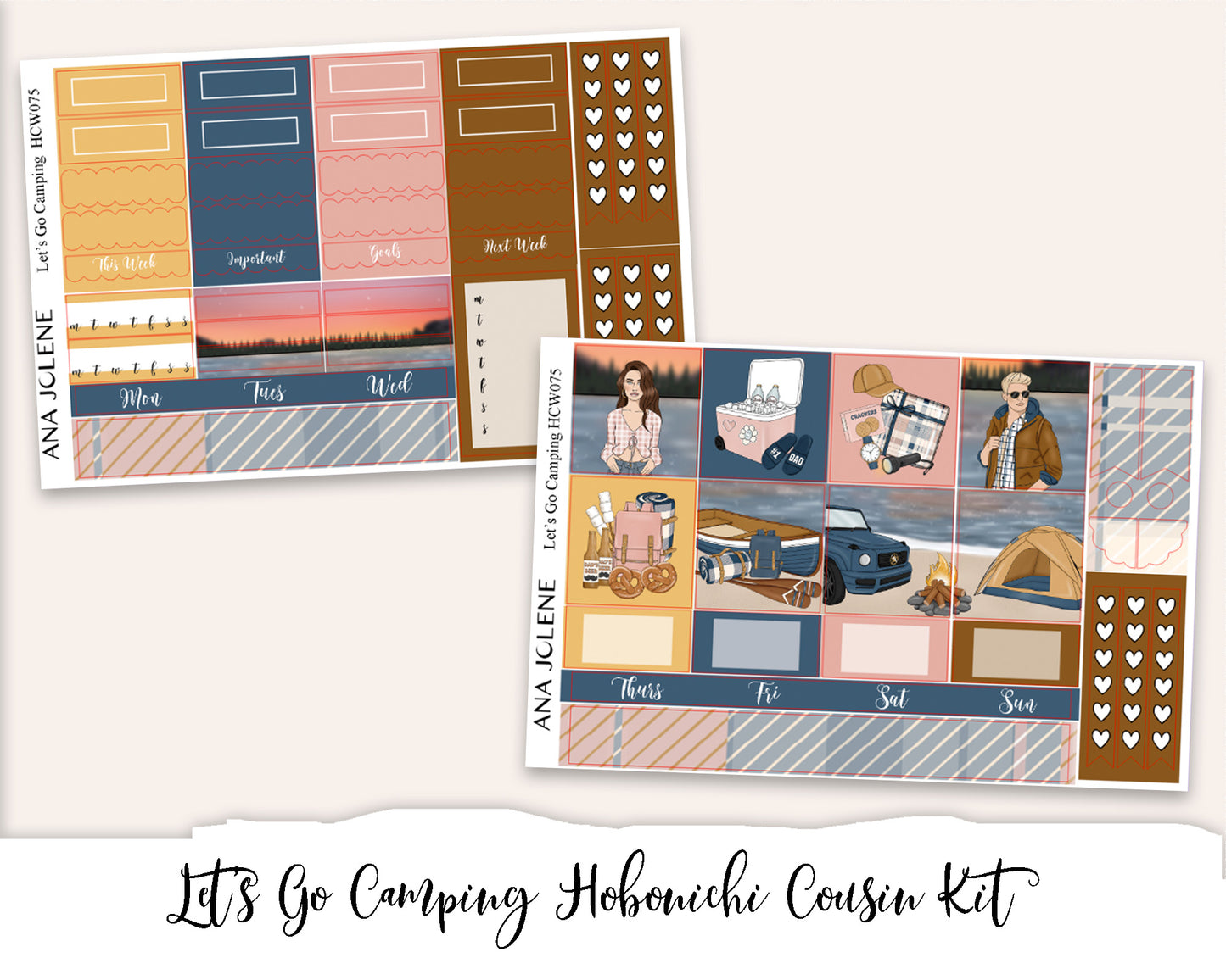 LET'S GO CAMPING Hobonichi Cousin Weekly Planner Sticker Kit