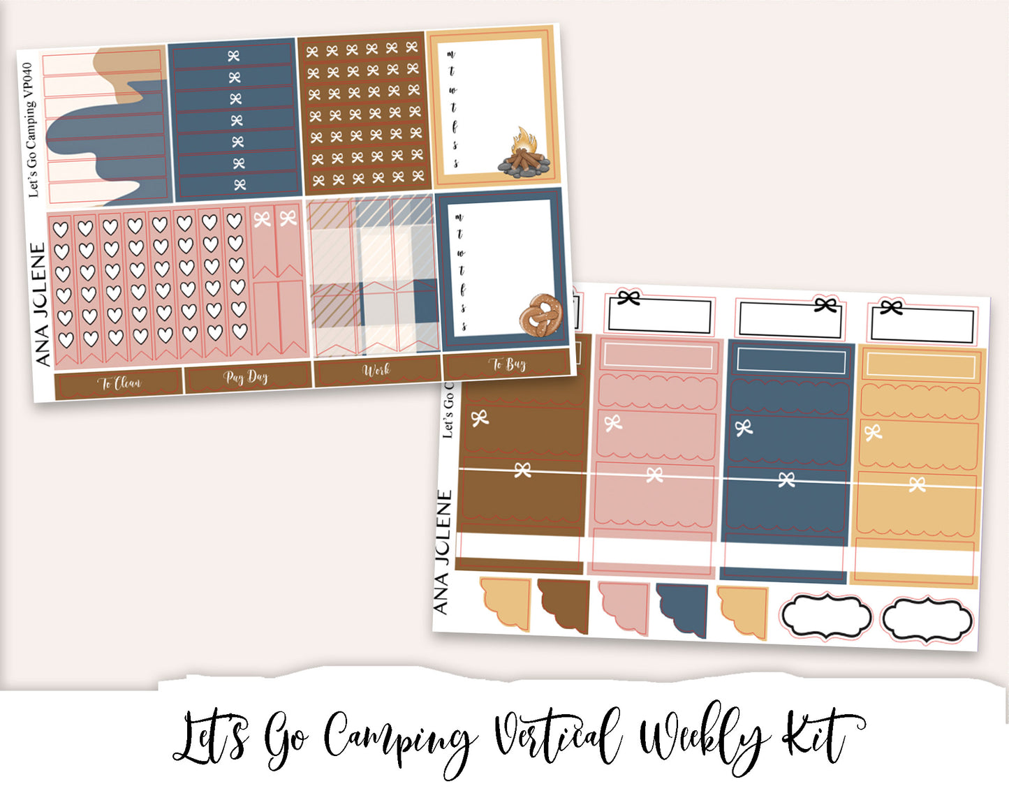 LET'S GO CAMPING Planner Sticker Kit (Vertical Weekly)