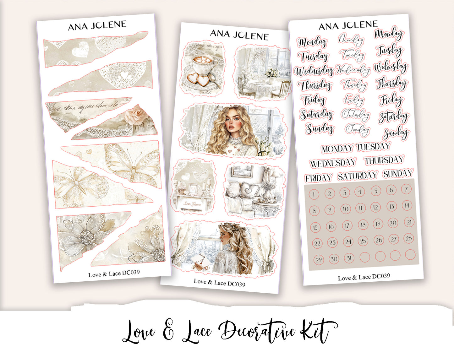 LOVE & LACE Decorative Planner Sticker Kit