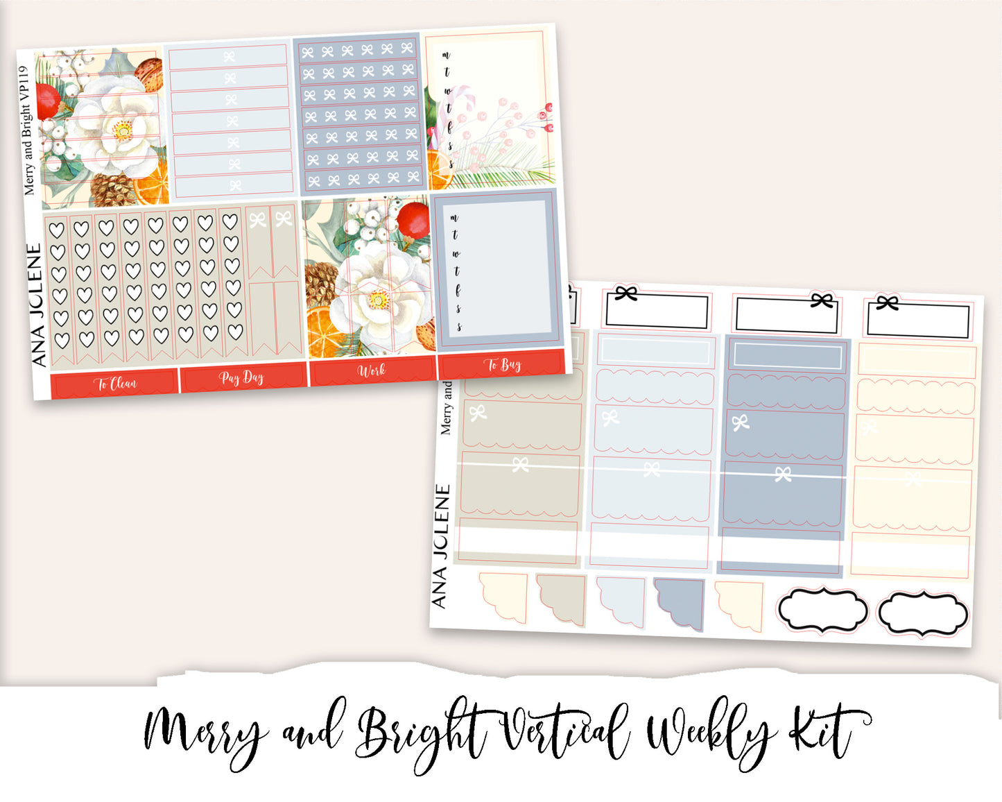 MERRY AND BRIGHT Planner Sticker Kit (Vertical Weekly)