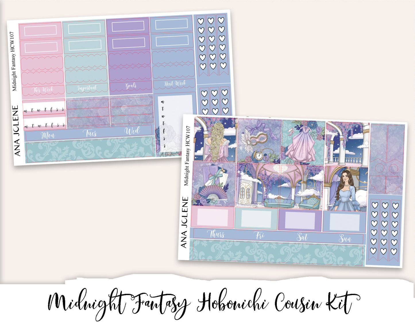 MIDNIGHT FANTASY Hobonichi Cousin Weekly Planner Sticker Kit