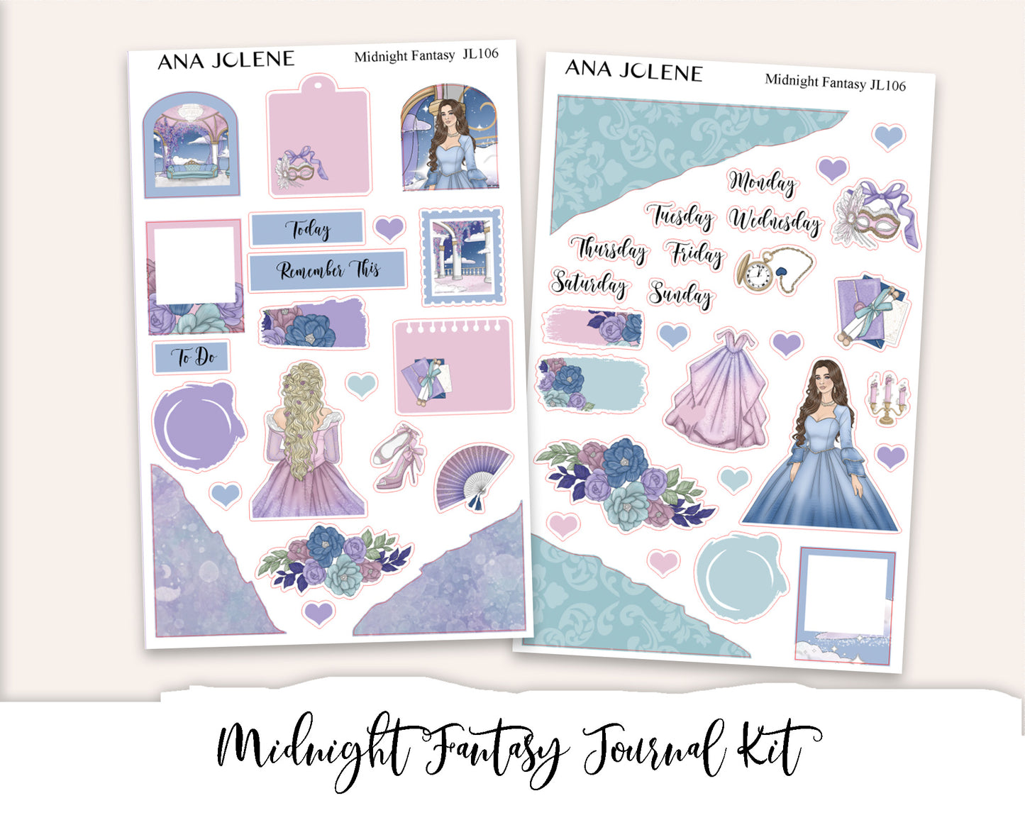 MIDNIGHT FANTASY Mini Journal Sticker Kit