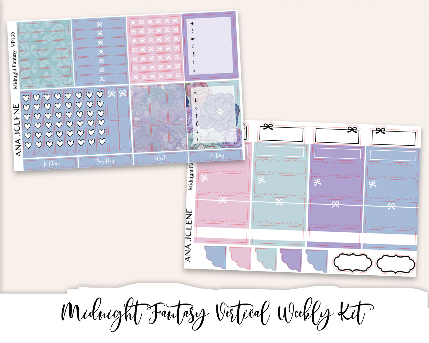 MIDNIGHT FANTASY Planner Sticker Kit (Vertical Weekly)