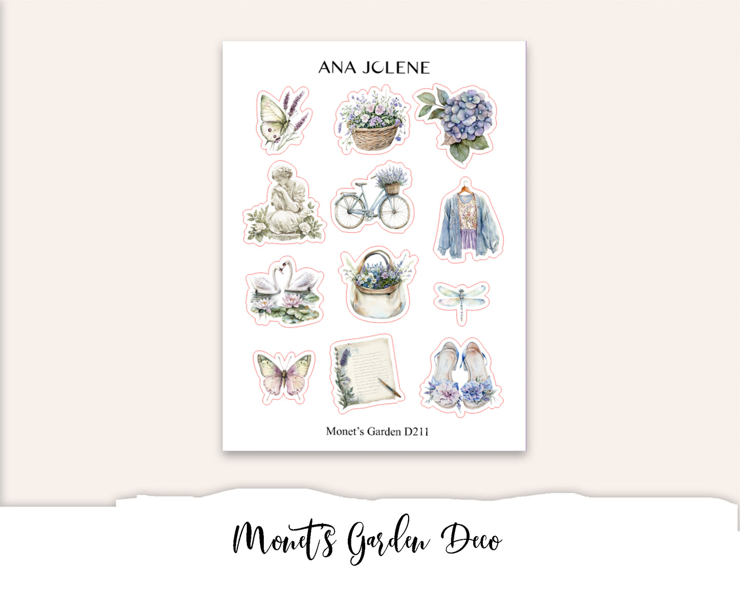 MONET'S GARDEN Decorative Planner Sticker Kit