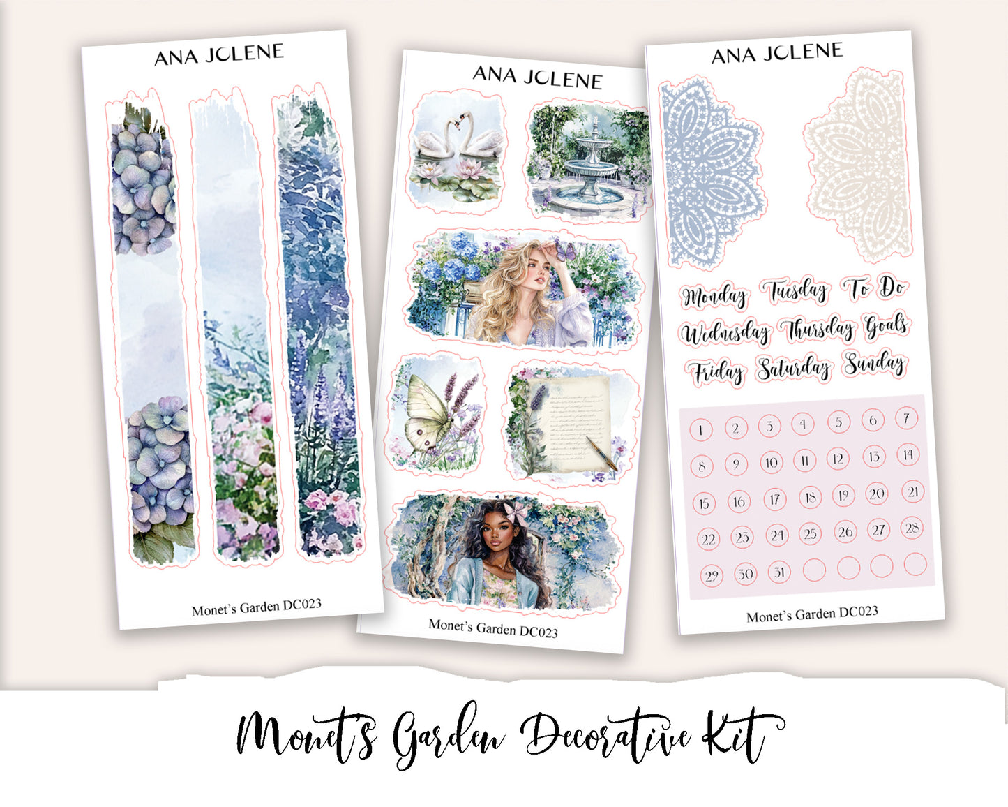 MONET'S GARDEN Decorative Planner Sticker Kit