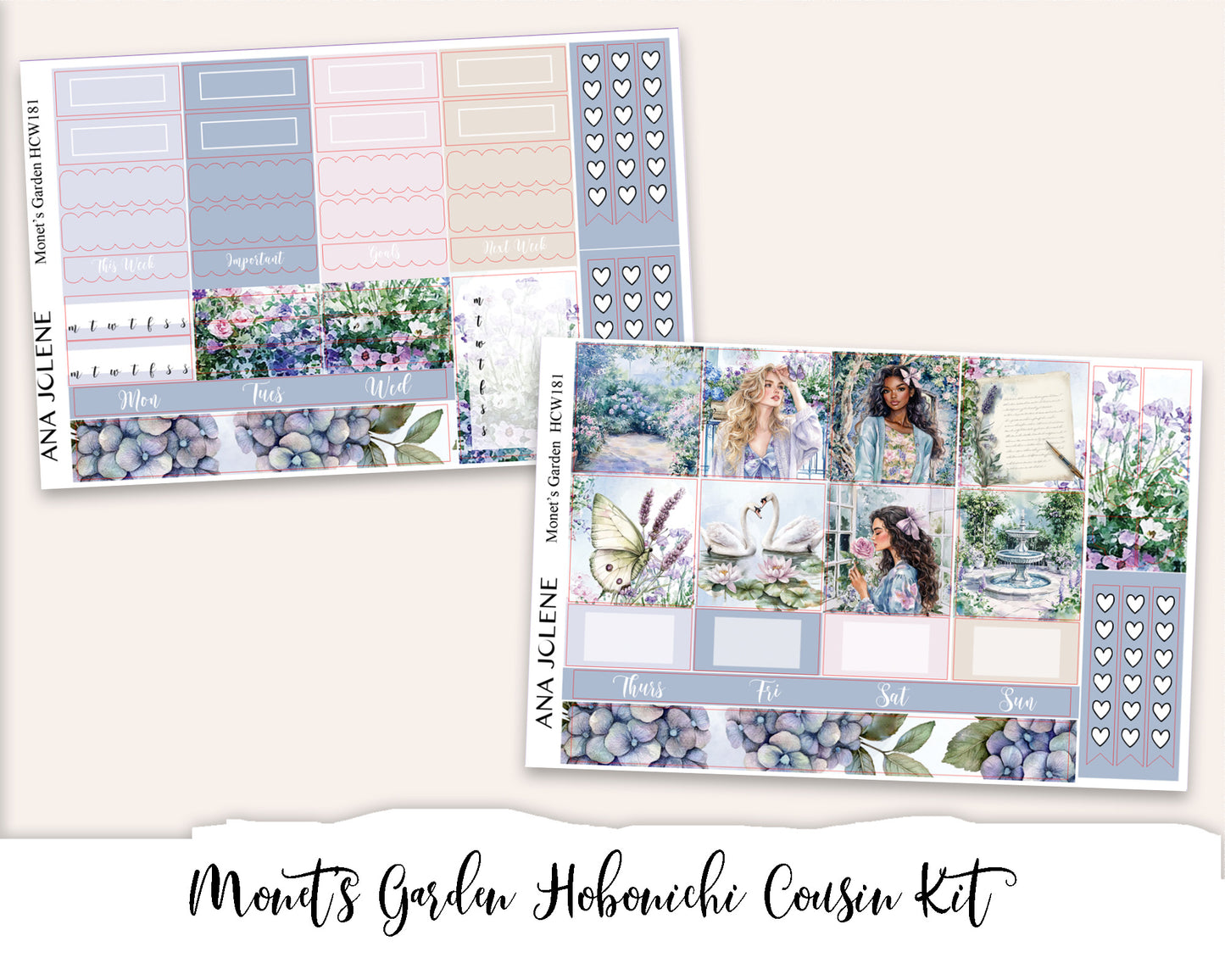 MONET'S GARDEN Hobonichi Cousin Weekly Planner Sticker Kit